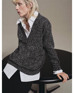 Moliv вязаный свитер с V-образным вырезом, Black Mango