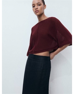 Aventura свитер оверсайз из льняной смеси тонкой вязки, Dark Red Mango