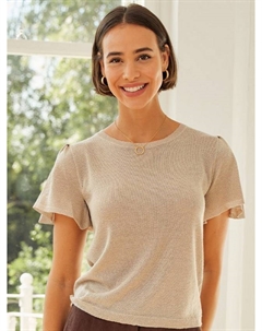 Металлический вязаный джемпер с ангельскими рукавами, Gold Aspiga