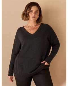 Свитер с V-образным вырезом и заниженной линией плеча, Dark Grey Live unlimited