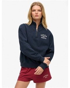 Свитшот Athletic Essentials свободного кроя полузастежка из хлопка, Nautical Navy Superdry