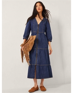 Джинсовое миди-платье Maya Zip, Blue Monsoon