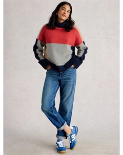 Мери свитер с воротником водолазкой из шерстяной смеси с цветными блоками White stuff