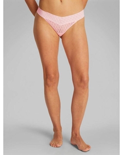 Трусы-стринги с низкой посадкой и отделкой кружевом Logo, Buff Pink Calvin klein