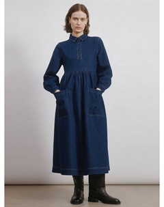 Джинсовое миди-платье с накладными карманами, Blue Albaray