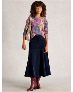 Юбка миди Quinn из вельвета, Dark Navy White stuff