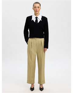 FEMME Thea свитер из чистого мериноса с глубоким V-образным вырезом, Black Selected