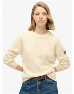 Органический хлопковый бесформенный вязаный свитшот, Natural White Superdry