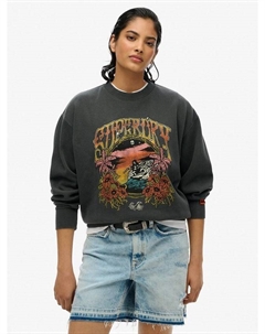 Психологический серф-свитшот из чистого органического хлопка, Washed Black Superdry