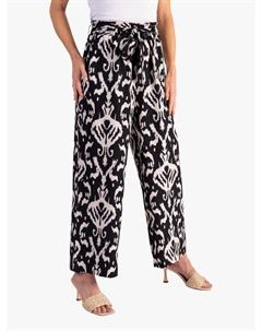Брюки с принтом Ikat на резинке с широкими штанинами, Black/Multi Chesca
