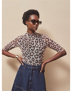 Леопардовый принт водолазка с сетчатыми вставками Ro&zo