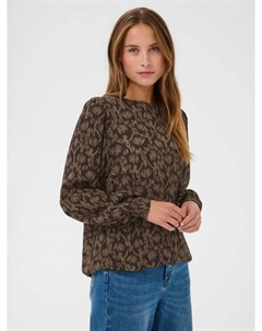 Топ с длинными рукавами Rikka Print с содержанием LENZING ECOVERO Viscose, Brown Kaffe