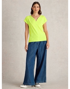 Футболка Nelly с вырезом-качелькой, Bright Yellow White stuff