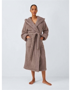 Роскошный халат с капюшоном Borg, Caramel John lewis