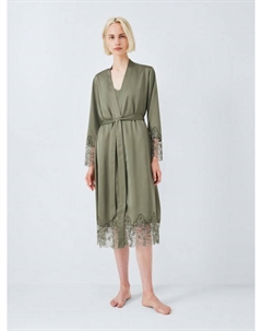 Сатиновый халат с кружевной отделкой, Khaki John lewis