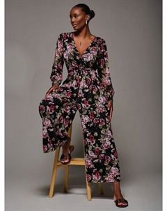 Комбинезон с цветочным кружевом и завязкой на талии, Black/Multi Jolie moi