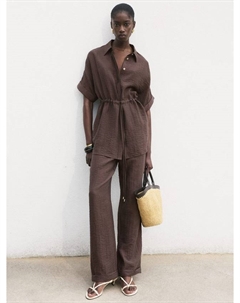 Рубашка с завязкой на поясе Safari, Dark Brown Mango