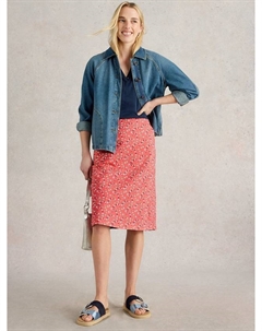 Обратимая юбка Nell длины миди трапеция, Coral/Multi White stuff