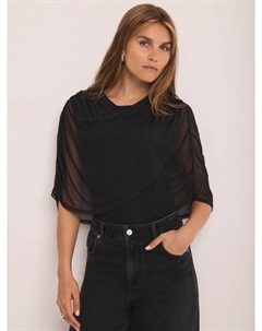 Топ с круглым вырезом и сетчатыми кейп-деталями Mint velvet