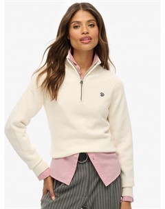 Органический хлопок Slim Half Zip вязаный джемпер, Ecru Superdry