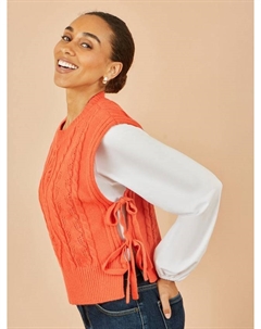 Вязаный пуловер с боковой застежкой и цветочным принтом, Orange Yumi