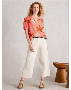 Футболка с пальмовым принтом Elisa, Pink/Multi White stuff