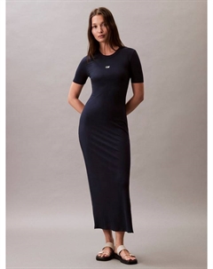 Риббен короткий рукав смесовый макси-платье Calvin klein