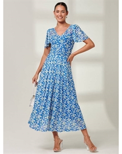 Бьянка сетчатое платье макси с цветочным принтом, Blue Jolie moi