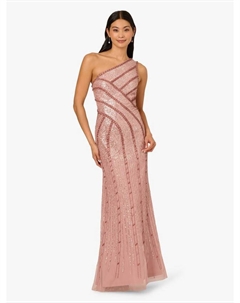 Двухцветное платье макси из стрейч-сетки с пайетками, Pink/Multi Adrianna papell