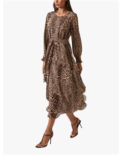 Леопардовый принт макси-платье с волнообразным подолом, Leopard James lakeland