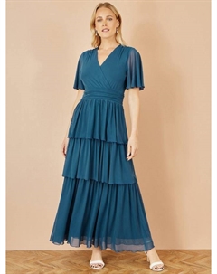 Многослойное платье макси с сетчатыми вставками, Teal Yumi