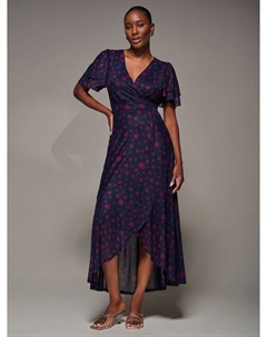 Платье макси с сетчатыми рюшами, Navy Spot Jolie moi