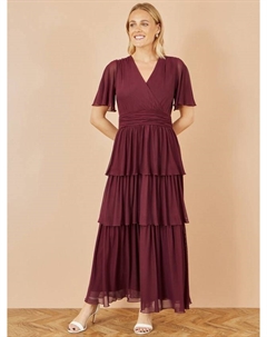 Многослойное платье макси с сетчатыми вставками, Burgundy Yumi