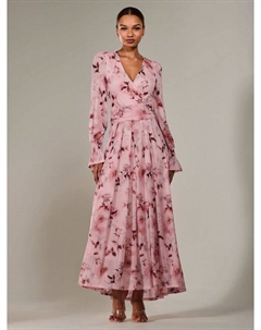 Платье макси Abstract Floral с сетчатыми вставками и силуэтом fit and flare Jolie moi