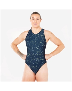Женский купальник для водного поло - темно-синий, песочный Nabaiji