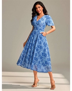 Цветочное сетчатое макси-платье, Blue Floral Jolie moi