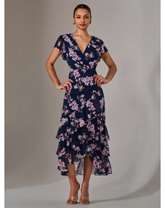 Фасон макси с цветочным принтом и рюшами, Navy Jolie moi