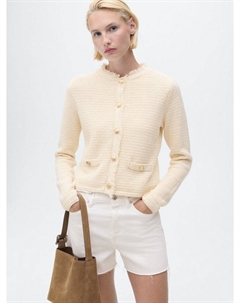 Короткая фактурная вязаная кофта Koko, Light Beige Mango