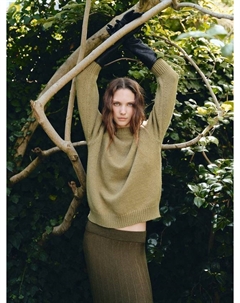 Вязаная плиссированная юбка Valenti, Khaki Mango