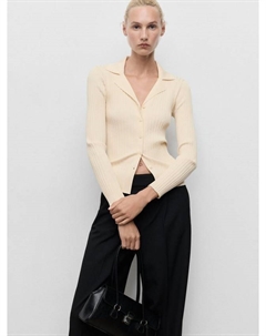 Латте ребристый тонкий кардиган, Natural White Mango