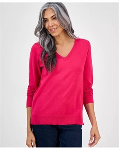 Женский свитер с V-образным вырезом и длинными рукавами, созданный для Macy's, розовый Style & co.