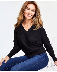 Женский свитер с V-образным вырезом, размеры P/XS-3X, создано для Macy's, черный I.n.c. international concepts