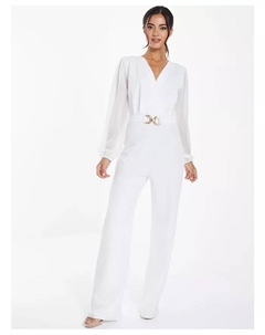 Женский комбинезон палаццо с застежкой шифон, белый Quiz