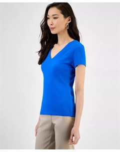 Женский топ с драпировкой и V-образным вырезом, черный I.n.c. international concepts