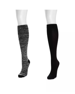 Женские нейлоновые компрессионные гольфы, 2 пары, одни широкие, мультиколор Muk luks