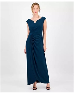 Женское платье с отделкой стразами и драпировкой на груди, синий Connected