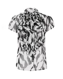 Lilja монохромная кофточка с короткими рукавами и эффектом креш, Black/White Saint tropez