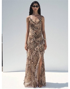 Платье Livia с рюшами и леопардовым принтом, Light Beige Mango