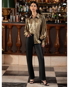 Металлическая свободная рубашка, Gold Yumi