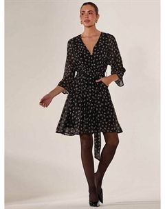 Фатовое шифоновое мини-платье с цветочным принтом, Black Jolie moi